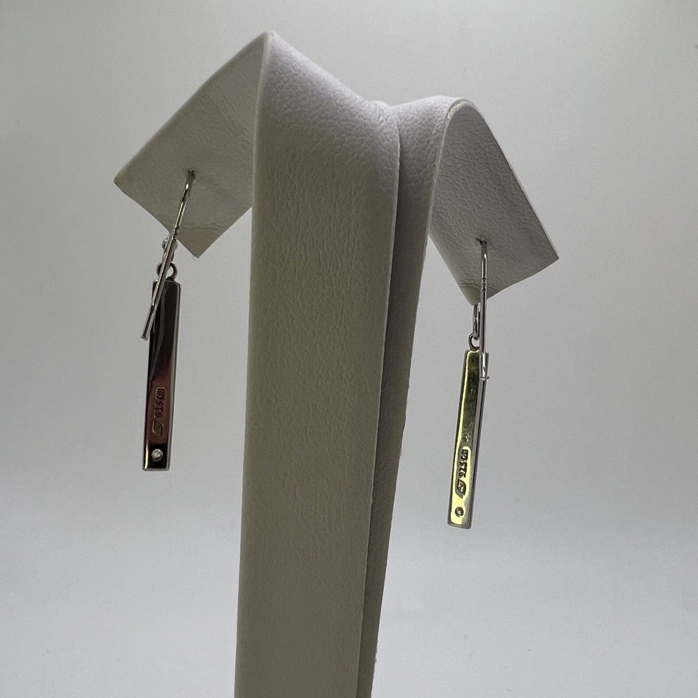 Vintage Sterling Silver 925 Dangling Bar Diamond Earrings,‎ Dangle Drop Earrings - Picture 7 of 9